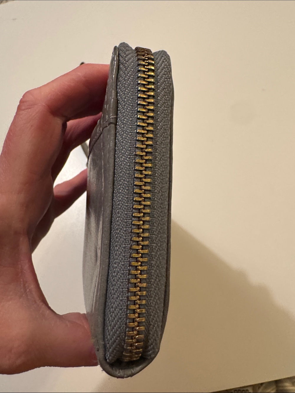 Gray Leather Margot New York Anthropologie Gabby Zip Around Wallet Wristlet EUC - Picture 5 of 10